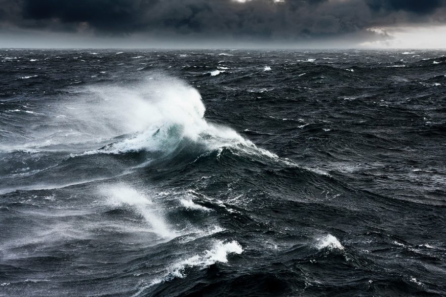 Gale force winds at sea